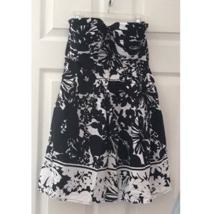 black and white strapless dress